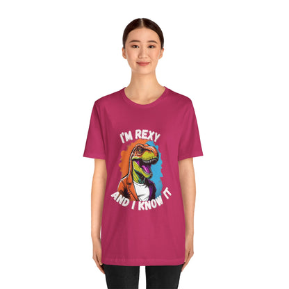 Vibrant Rex – I’m Rexy and I Know It Unisex T-Shirt with Bold Colors & T-Rex Swagger Unisex