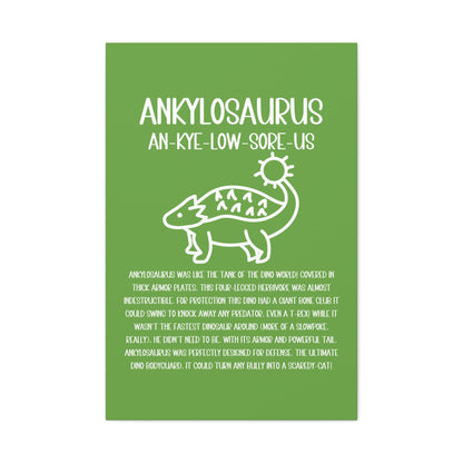 Cute Ankylosaurus Vertical Matte Canvas Green, Stretched, 1.25" Amazing Gift for the Dino Lover in your life