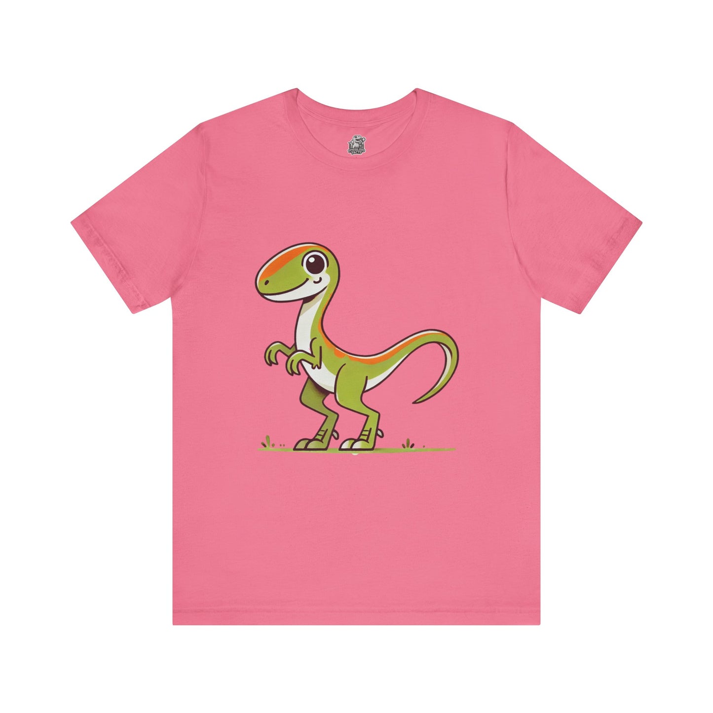 Playful Green Cartoon Velociraptor - Unisex Jersey Short Sleeve Tee Super Comfy Dino T-Shirt Gift