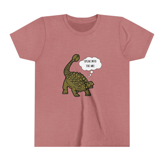 Youth Ankylosaurus Speak into the Mic Graphic - Unisex Jersey Short Sleeve Tee Super Comfy Dino T-Shirt Gift