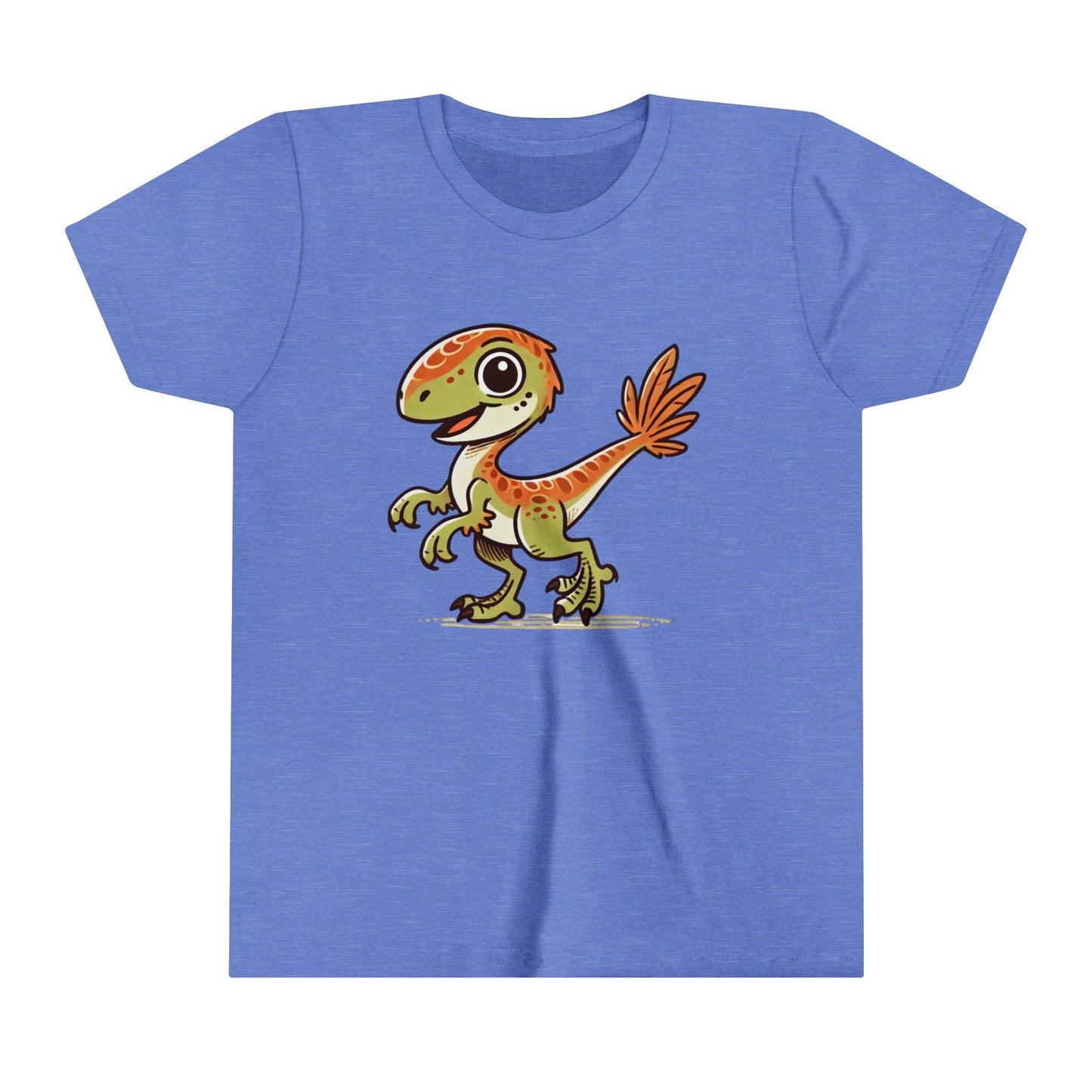 Youth  Playful Green Velociraptor Tee – Cute Dino Style with a Splash of Fun! 🦖🍂🌿 - Unisex Jersey Short Sleeve Tee Super Comfy Dino T-Shirt Gift