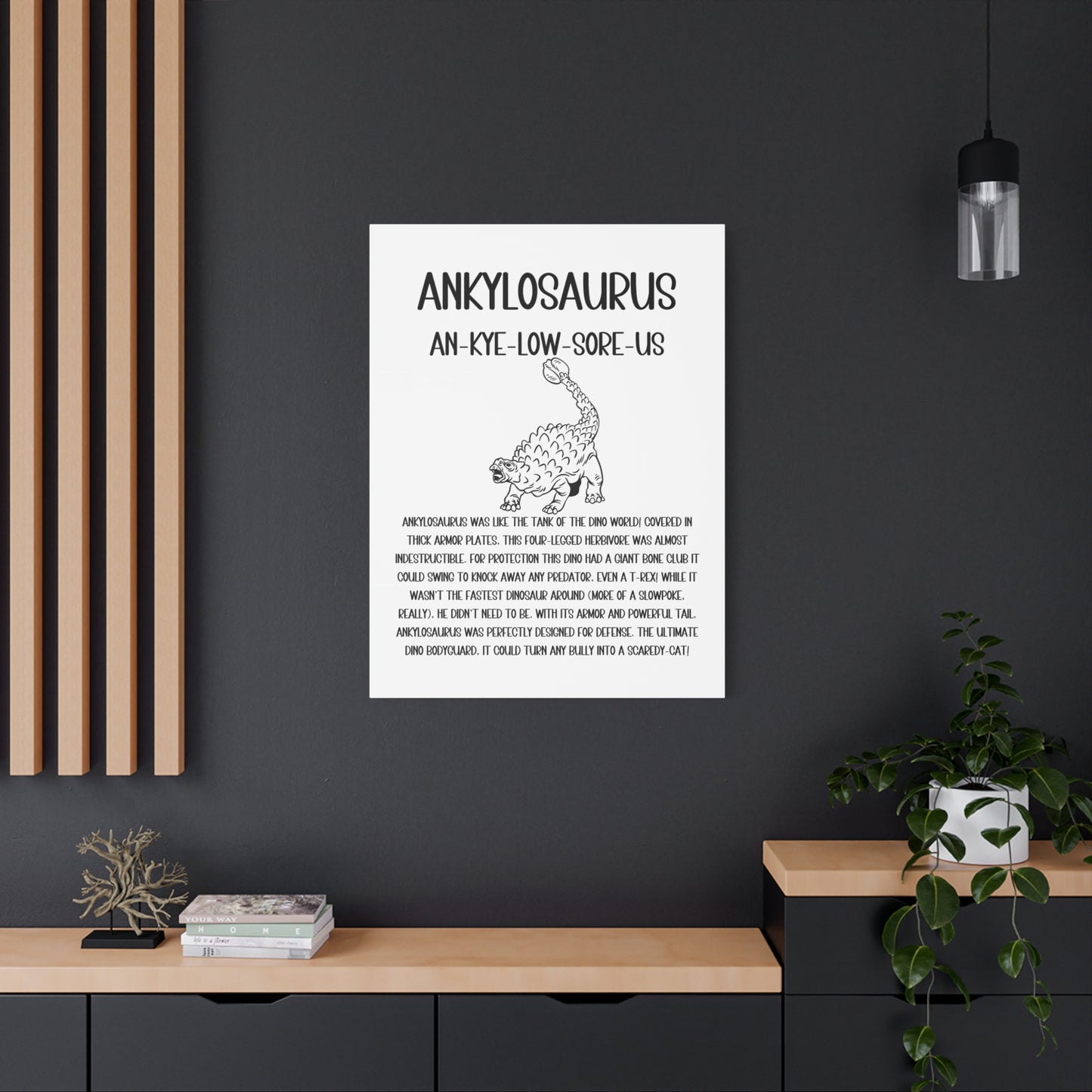 Defensive Ankylosaurus Vertical Matte Canvas White, Stretched, 1.25" Amazing Gift for the Dino Lover in your life