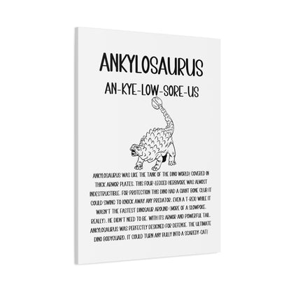 Defensive Ankylosaurus Vertical Matte Canvas White, Stretched, 1.25" Amazing Gift for the Dino Lover in your life