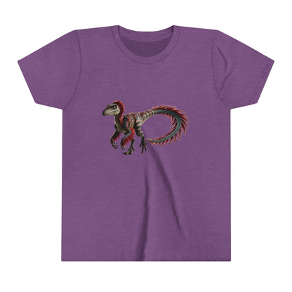 Youth Wild & Feathered Velociraptor Tee – Bold Jungle Vibes and Fierce Dino Style! 🦖🌿🔥 - Unisex Jersey Short Sleeve Tee Super Comfy Dino T-Shirt Gift