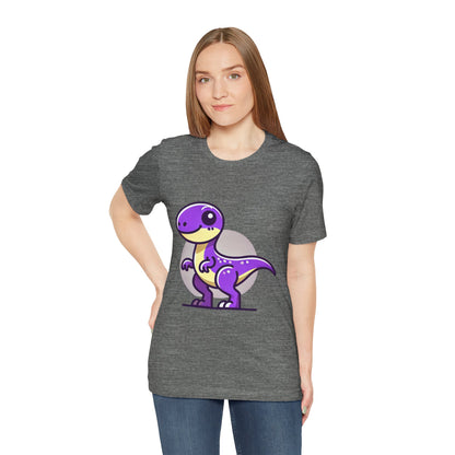 Purple Solar Cartoon Velociraptor - Unisex Jersey Short Sleeve Tee Super Comfy Dino T-Shirt Gift