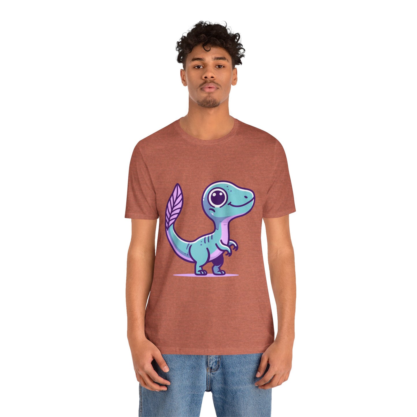 Adorable Pastel Velociraptor Tee – Cute Dino Vibes in Aqua & Lavender! 🦕💜💙 - Unisex Jersey Short Sleeve Tee Super Comfy Dino T-Shirt Gift