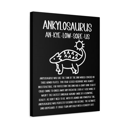 Cute Ankylosaurus Vertical Matte Canvas Black, Stretched, 1.25" Amazing Gift for the Dino Lover in your life