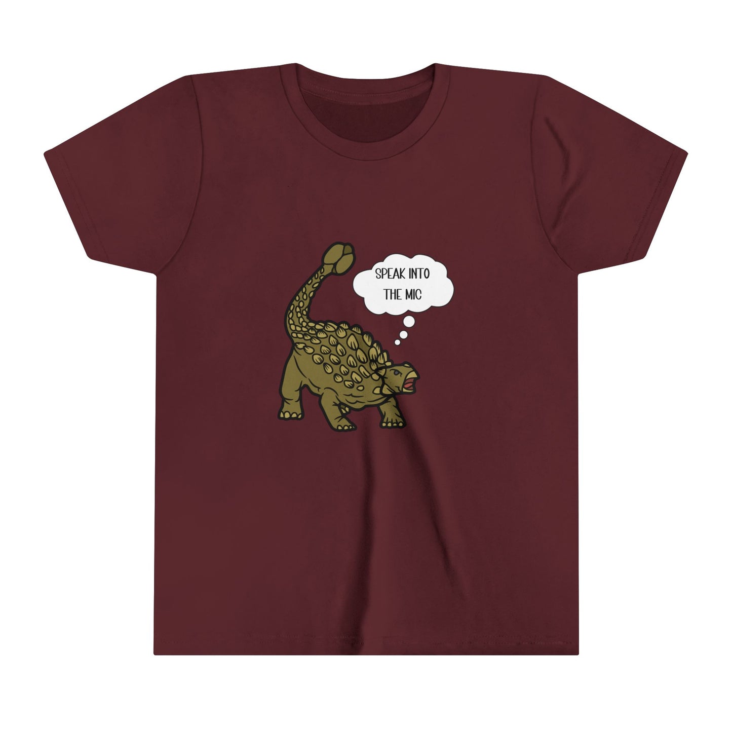 Youth Ankylosaurus Speak into the Mic Graphic - Unisex Jersey Short Sleeve Tee Super Comfy Dino T-Shirt Gift