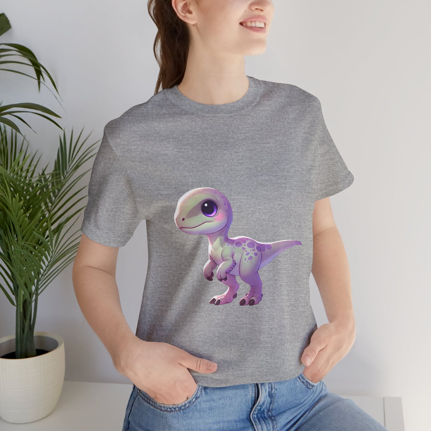 Pastel Baby Velociraptor Tee – Soft & Sweet Dino Style in Lavender! 🦖💜🌸 - Unisex Jersey Short Sleeve Tee Super Comfy Dino T-Shirt Gift