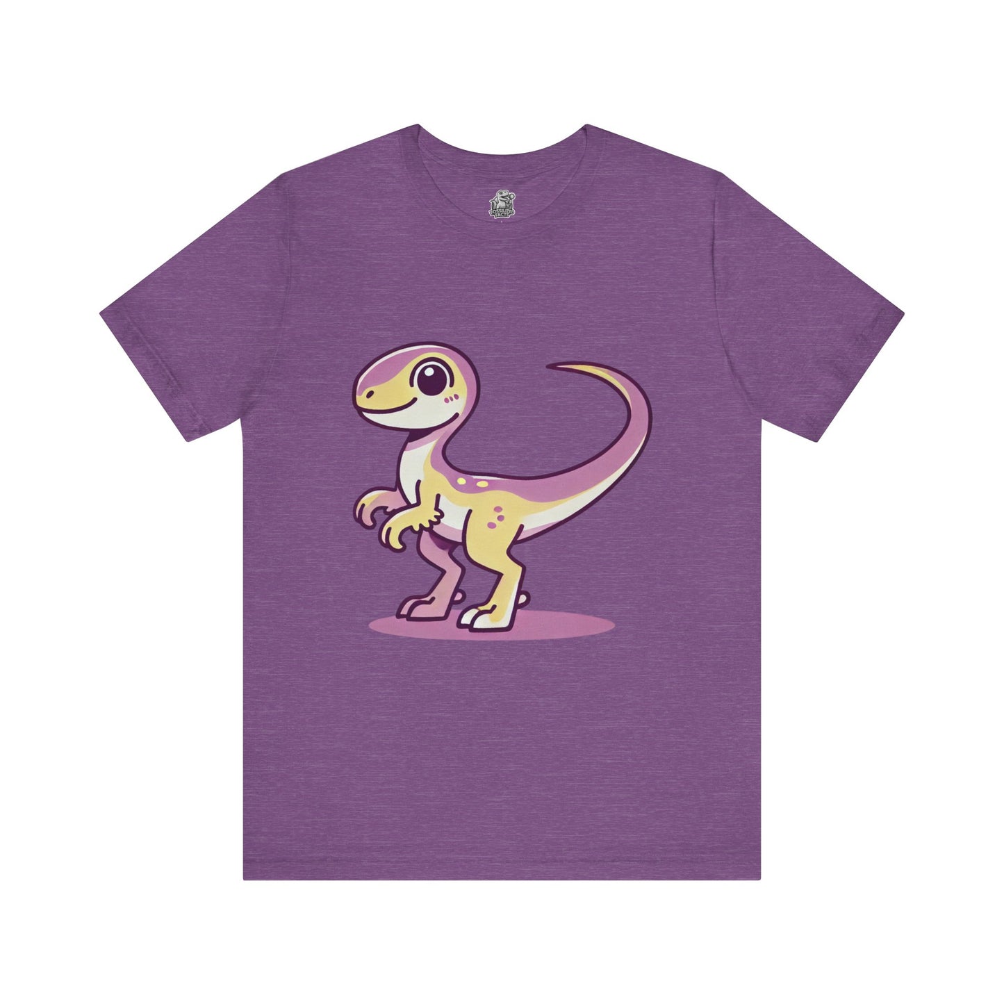 Lavender & Yellow Cartoon Velociraptor - Unisex Jersey Short Sleeve Tee Super Comfy Dino T-Shirt Gift