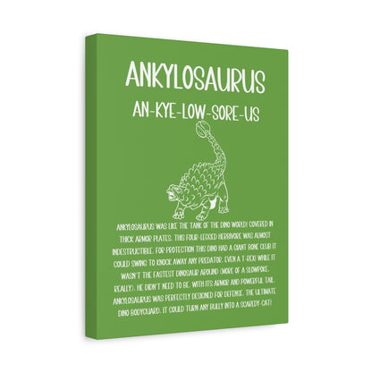 Defensive Ankylosaurus Vertical Matte Canvas Green, Stretched, 1.25" Amazing Gift for the Dino Lover in your life