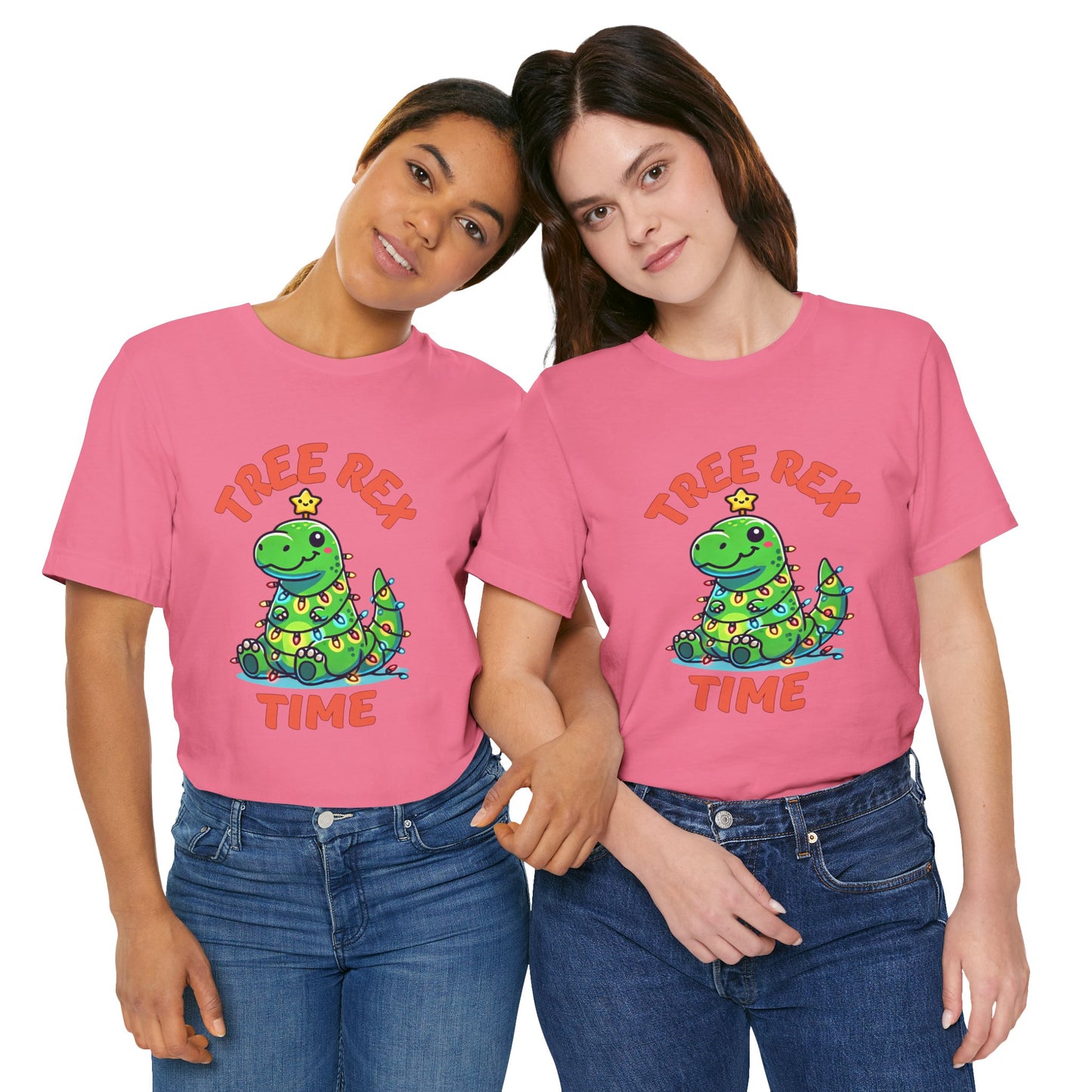 Tree Rex Time Christmas Jerry - Unisex Jersey Short Sleeve Tee Super Comfy Dino T-Shirt Gift