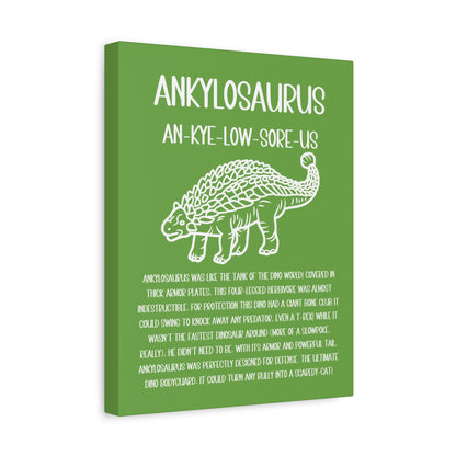 Outlined Ankylosaurus Vertical Matte Canvas Green, Stretched, 1.25" Amazing Gift for the Dino Lover in your life