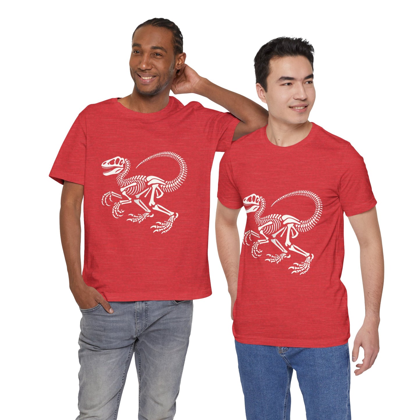 Classic Velociraptor Skeleton Tee – Bold Fossil Design for Dino Fans! 🦖🦴⚒️ - Unisex Jersey Short Sleeve Tee Super Comfy Dino T-Shirt Gift