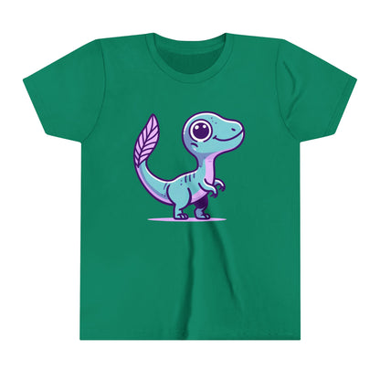 Youth Adorable Pastel Velociraptor Tee – Cute Dino Vibes in Aqua & Lavender! 🦕💜💙- Unisex Jersey Short Sleeve Tee Super Comfy Dino T-Shirt Gift