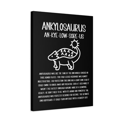 Cute Ankylosaurus Vertical Matte Canvas Black, Stretched, 1.25" Amazing Gift for the Dino Lover in your life