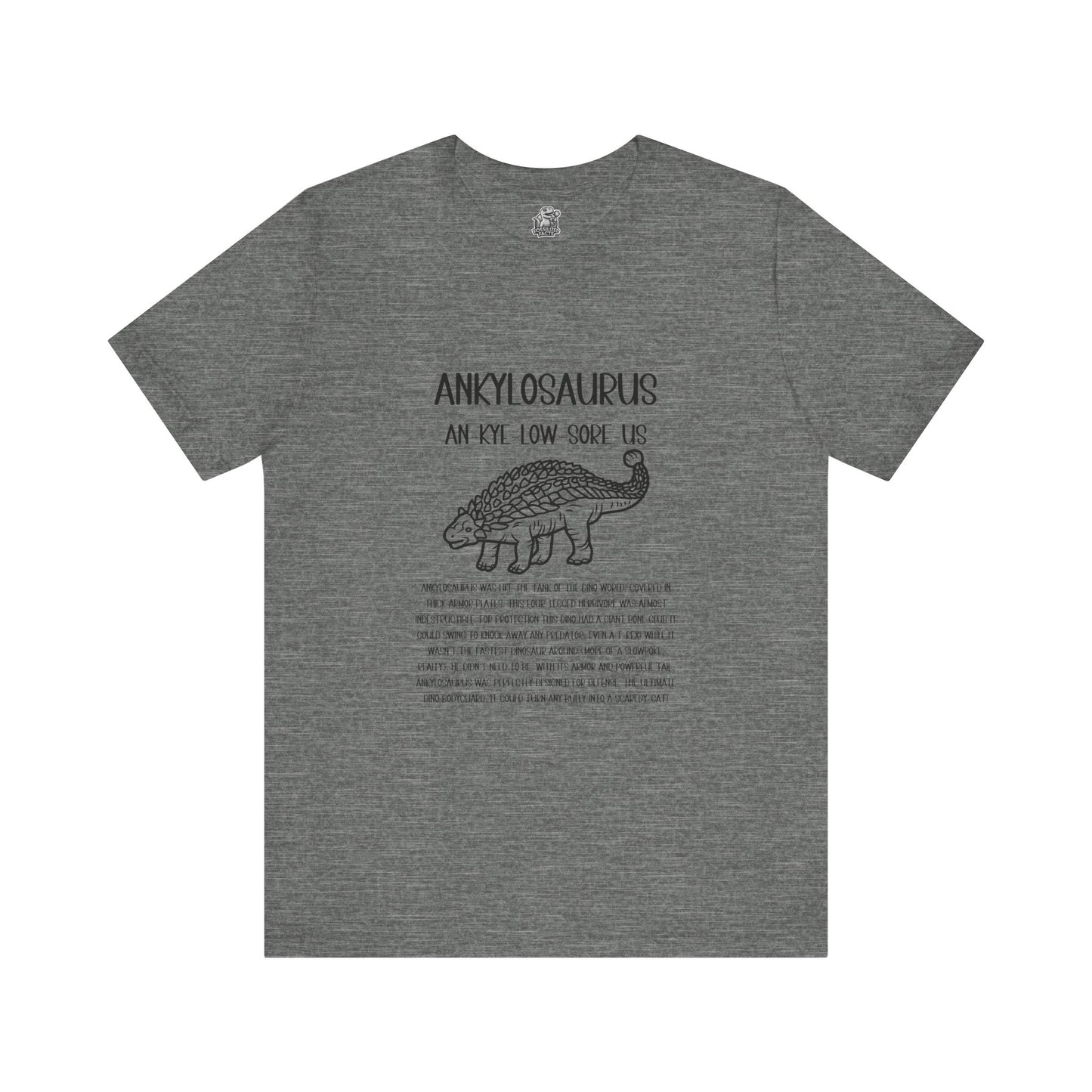 Outlined Ankylosaurus Detailed With Black Graphic - Unisex Jersey Short Sleeve Tee Super Comfy Dino T-Shirt Gift