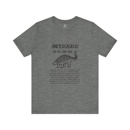 Outlined Ankylosaurus Detailed With Black Graphic - Unisex Jersey Short Sleeve Tee Super Comfy Dino T-Shirt Gift