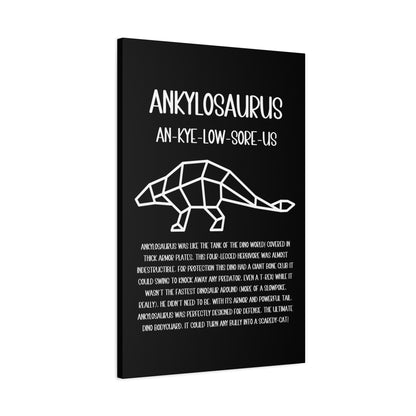 Polygon Outlined Ankylosaurus Vertical Matte Canvas Black, Stretched, 1.25" Amazing Gift for the Dino Lover in your life