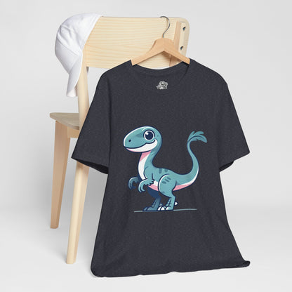 Adorable Blue Cartoon Cartoon Velociraptor - Unisex Jersey Short Sleeve Tee Super Comfy Dino T-Shirt Gift