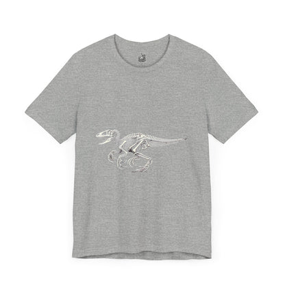 Detailed Velociraptor Skeleton Tee – Fossil-Inspired Style for Dino Fans! 🦖🦴 - Unisex Jersey Short Sleeve Tee Super Comfy Dino T-Shirt Gift