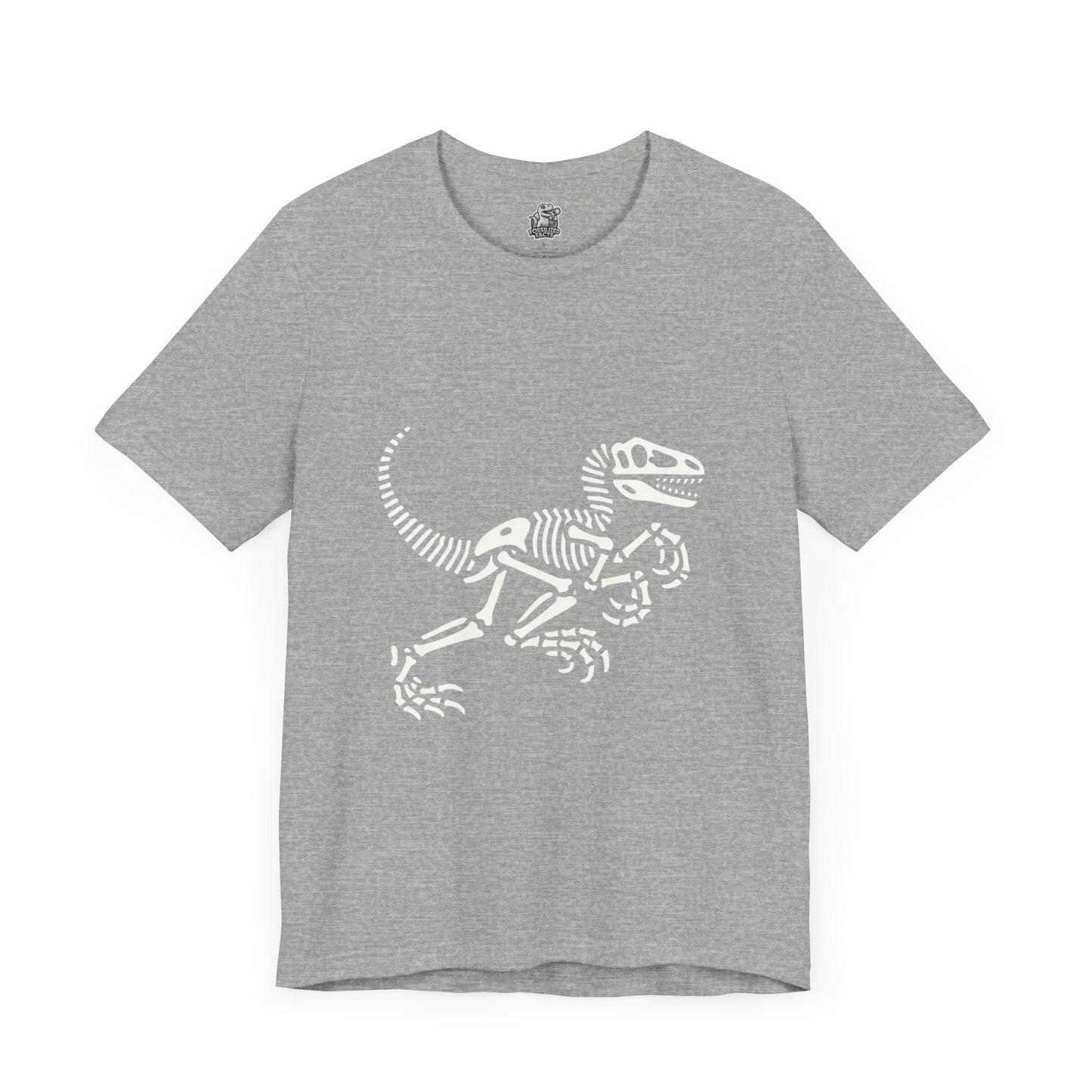 Minimalist Velociraptor Skeleton Tee – Classic Fossil Fun for Dino Fans! 🦖💀🦴 - Unisex Jersey Short Sleeve Tee Super Comfy Dino T-Shirt Gift