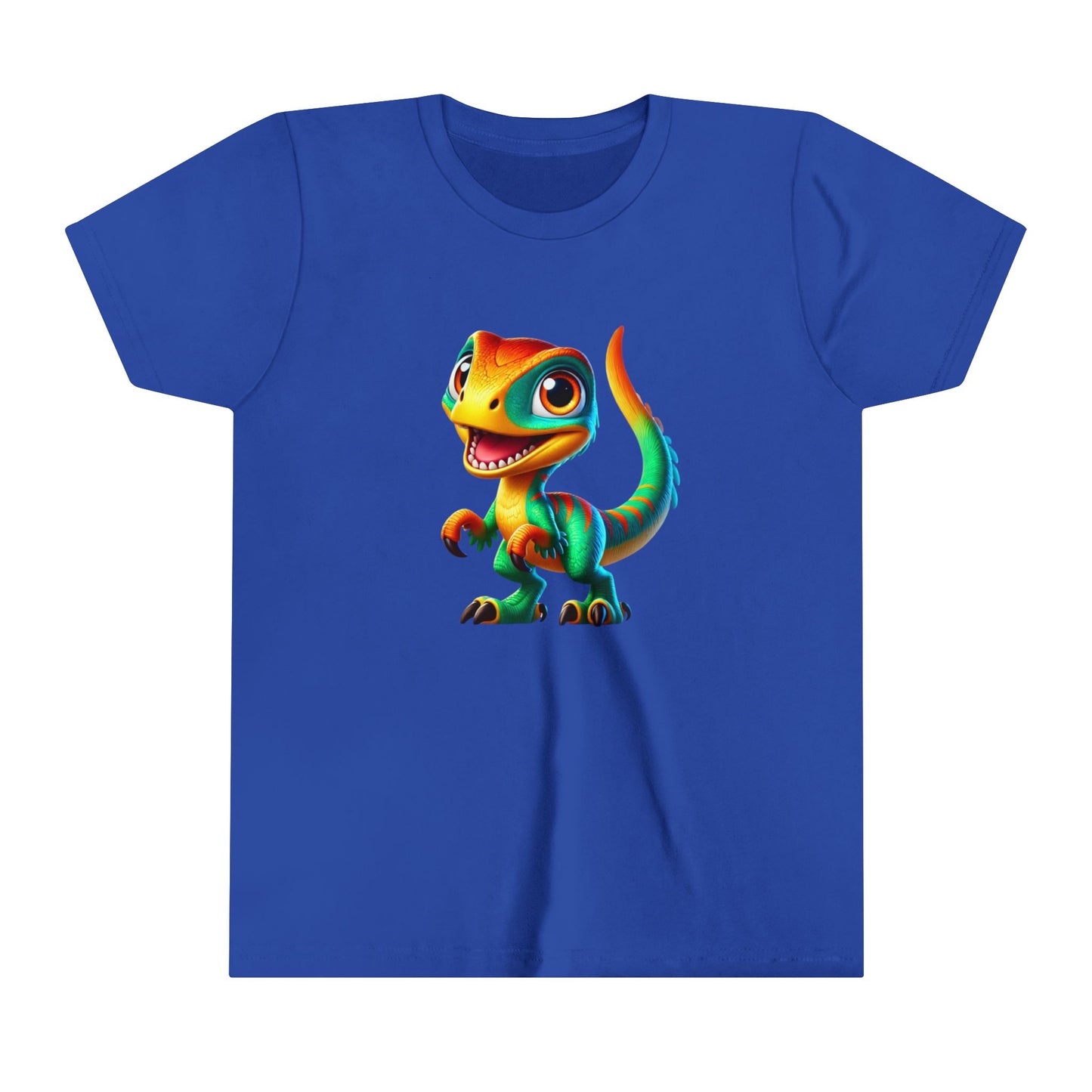 Youth Vibrant Green & Orange Velociraptor – Perfect for Dino Fans! - Unisex Jersey Short Sleeve Tee Super Comfy Dino T-Shirt Gift