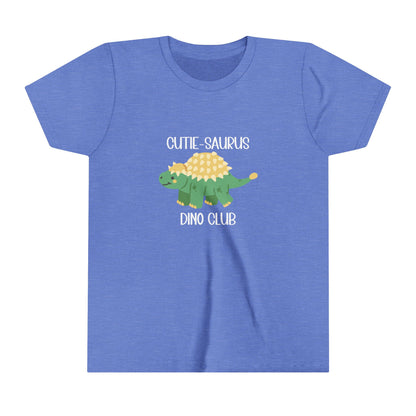 Youth Ankylosaurus Cutie Saurus Dino Club Green - White Graphic - Unisex Jersey Short Sleeve Tee Super Comfy Dino T-Shirt Gift