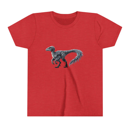 Youth Stunning Feathered Velociraptor Tee – Bold Jungle Colors & Fierce Dino Style! 🦖🍂🌌 - Unisex Jersey Short Sleeve Tee Super Comfy Dino T-Shirt Gift