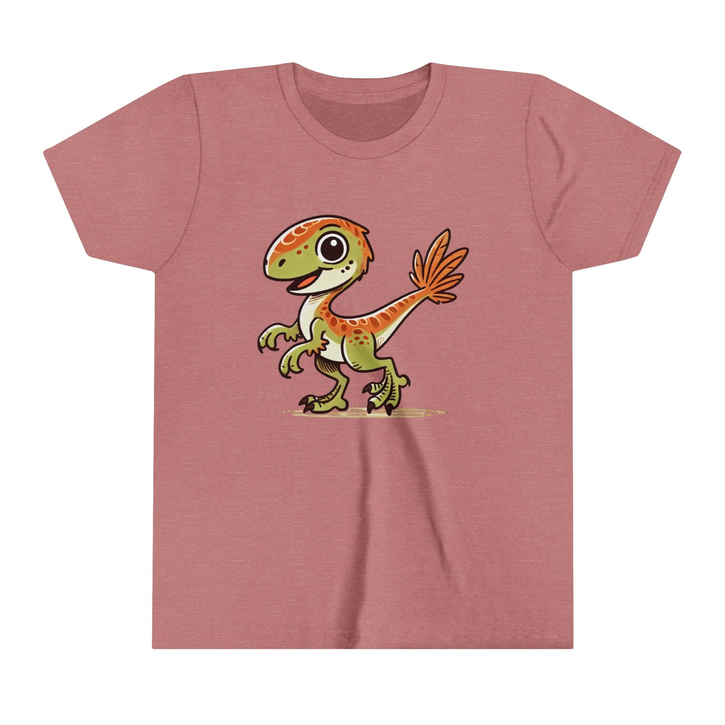 Youth  Playful Green Velociraptor Tee – Cute Dino Style with a Splash of Fun! 🦖🍂🌿 - Unisex Jersey Short Sleeve Tee Super Comfy Dino T-Shirt Gift