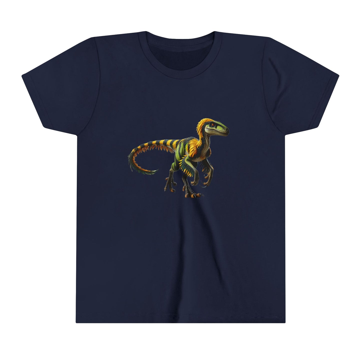 Youth Vibrant Jungle Velociraptor Tee – Bold Green & Yellow Dino Style! 🦖🌿🔥 - Unisex Jersey Short Sleeve Tee Super Comfy Dino T-Shirt Gift