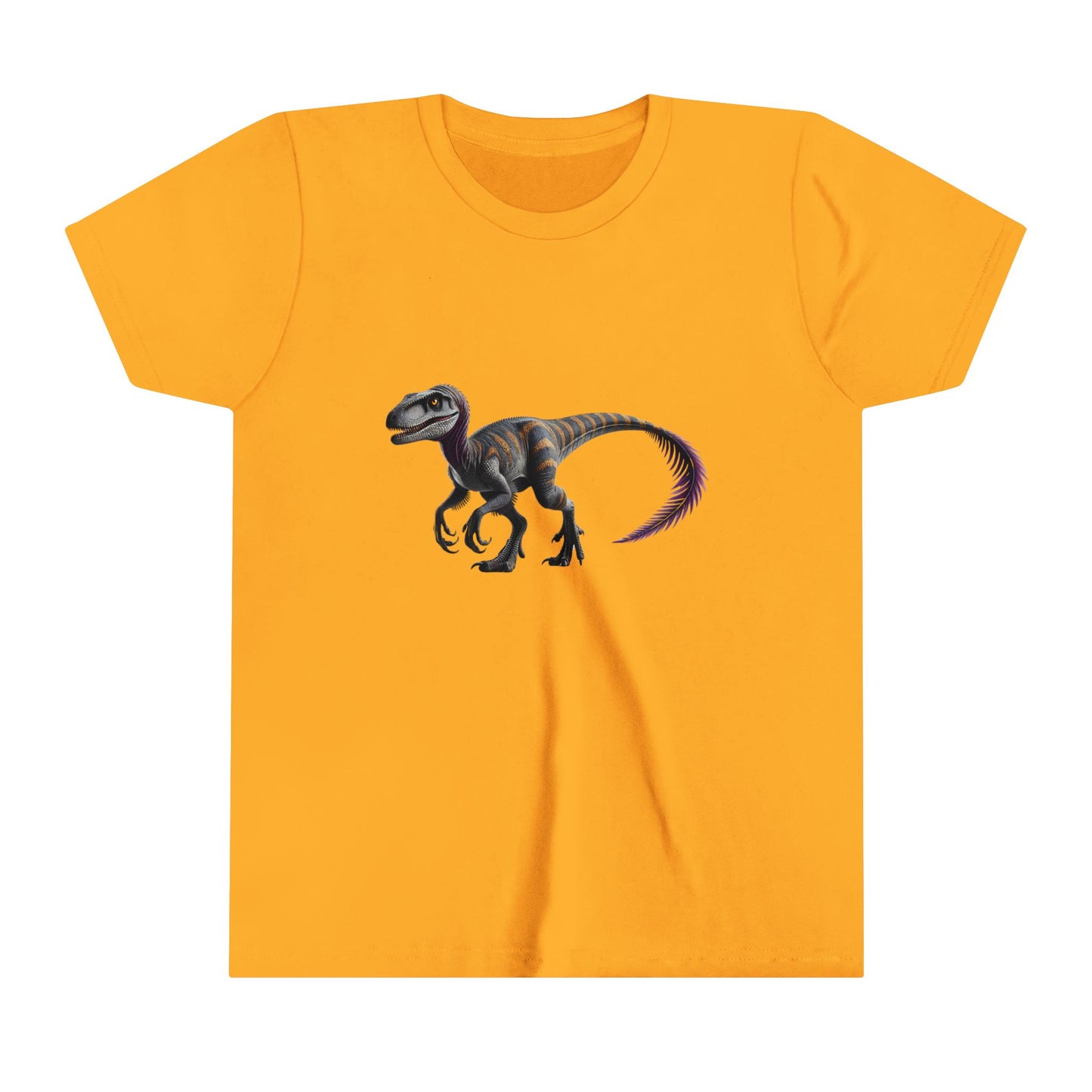 Youth Bold Blue Striped Velociraptor Tee – For Dino Lovers Ready to Roar into Adventure! 🦖🌊 - Unisex Jersey Short Sleeve Tee Super Comfy Dino T-Shirt Gift