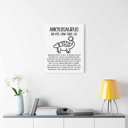 Cute Ankylosaurus Vertical Matte Canvas White, Stretched, 1.25" Amazing Gift for the Dino Lover in your life