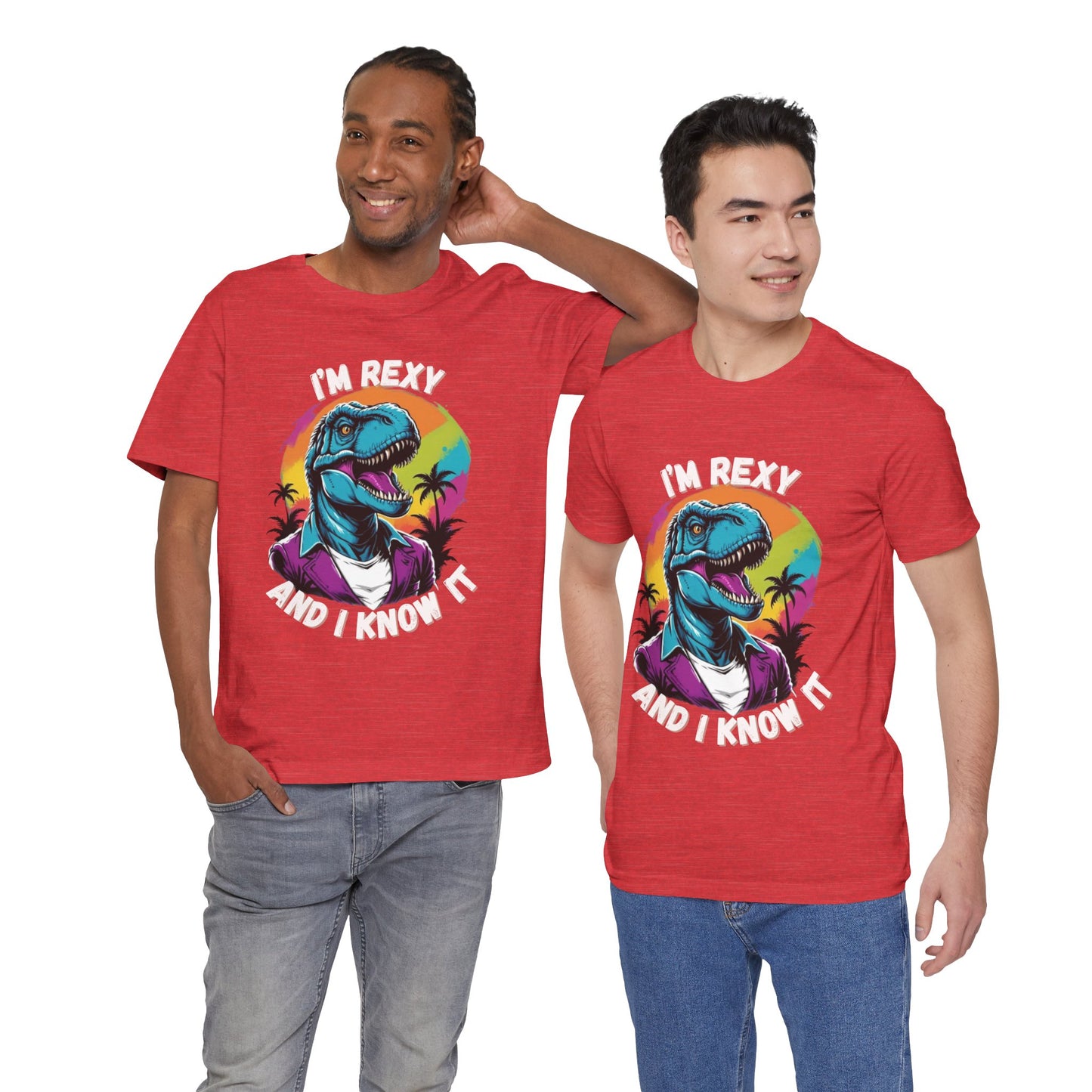 Retro Rex – I’m Rexy and I Know It Unisex T-Shirt with 80s Vibes & Cool T-Rex