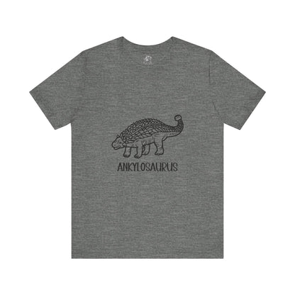 Outlined Ankylosaurus Black Graphic - Unisex Jersey Short Sleeve Tee Super Comfy Dino T-Shirt Gift