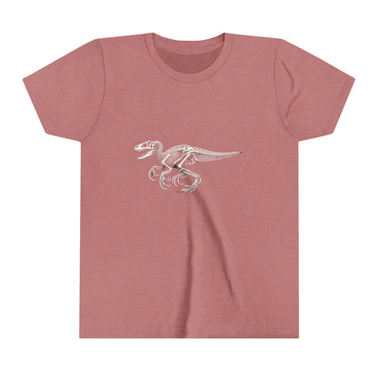 Youth Detailed Velociraptor Skeleton Tee – Fossil-Inspired Style for Dino Fans! 🦖🦴⚒️- Unisex Jersey Short Sleeve Tee Super Comfy Dino T-Shirt Gift