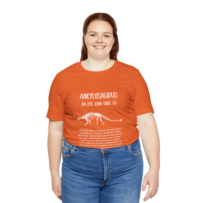 Fossil Ankylosaurus Detailed with White Graphics- Unisex Jersey Short Sleeve Tee Super Comfy Dino T-Shirt Gift