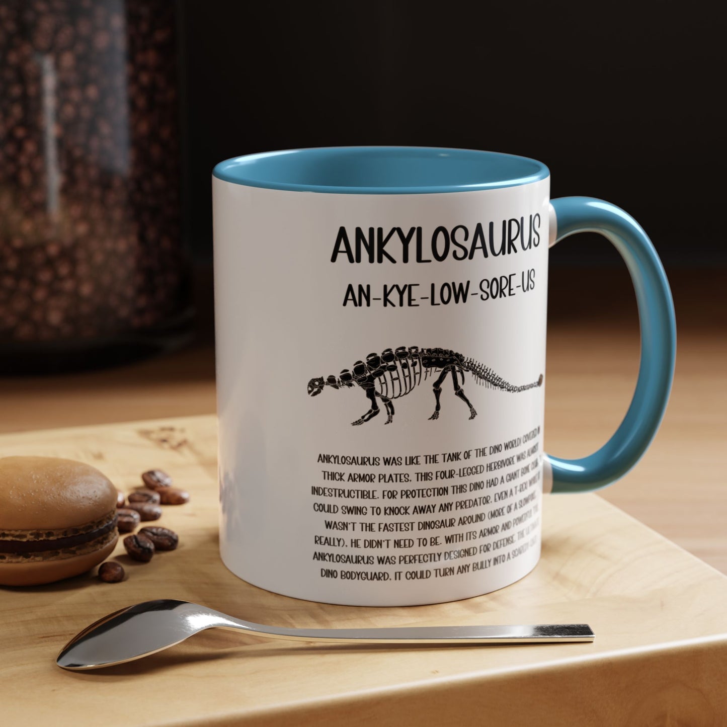 Fossil Ankylosaurus Mug with Detailed Black Graphic Amazing Gift for the Dino Lovers in your life