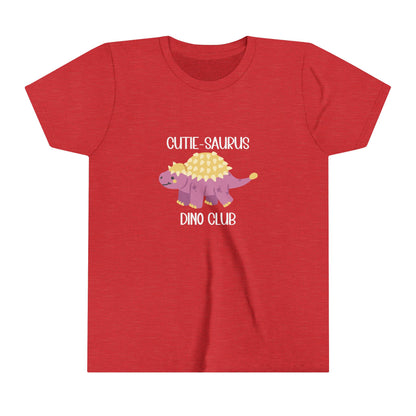 Youth Ankylosaurus Cutie Saurus Dino Club Pink - White Graphic - Unisex Jersey Short Sleeve Tee Super Comfy Dino T-Shirt Gift