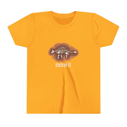 Youth Ankylosaurus Rockin It Graphic - Unisex Jersey Short Sleeve Tee Super Comfy Dino T-Shirt Gift