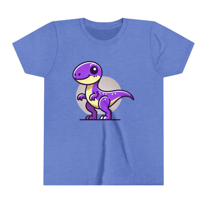 Youth Adorable Purple Dino Tee – Perfect for Little Dinosaur Lovers! 💜🦖 - Unisex Jersey Short Sleeve Tee Super Comfy Dino T-Shirt Gift