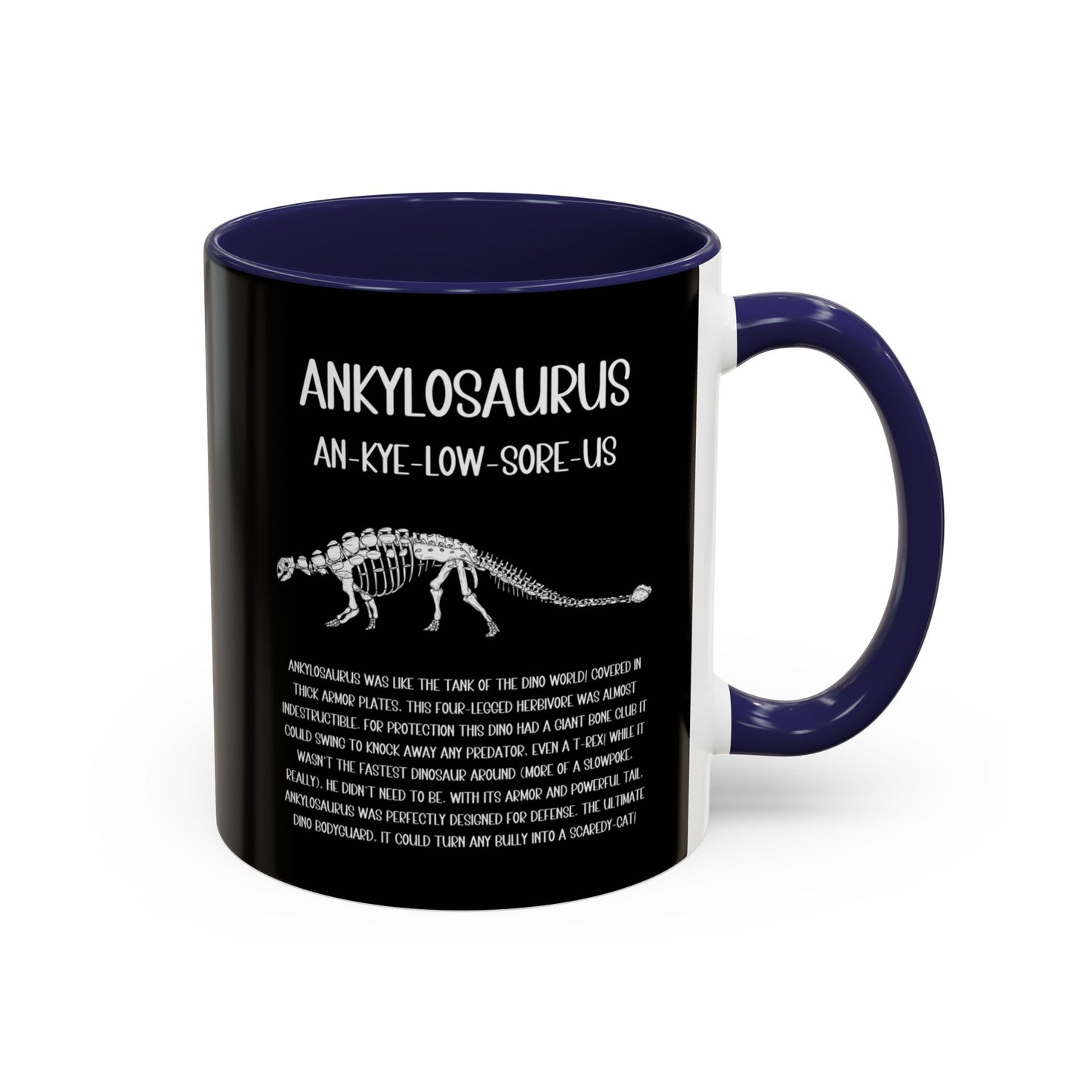 Fossil Ankylosaurus Mug with Detailed White Graphic Amazing Gift for the Dino Lovers in your life