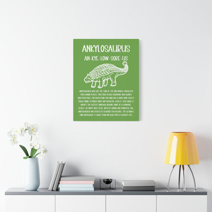 Outlined Ankylosaurus Vertical Matte Canvas Green, Stretched, 1.25" Amazing Gift for the Dino Lover in your life