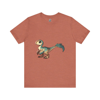 Sweet Baby Velociraptor Tee – Gentle Dino Charm in Soft Teal & Tan! 🦖💚✨ - Unisex Jersey Short Sleeve Tee Super Comfy Dino T-Shirt Gift