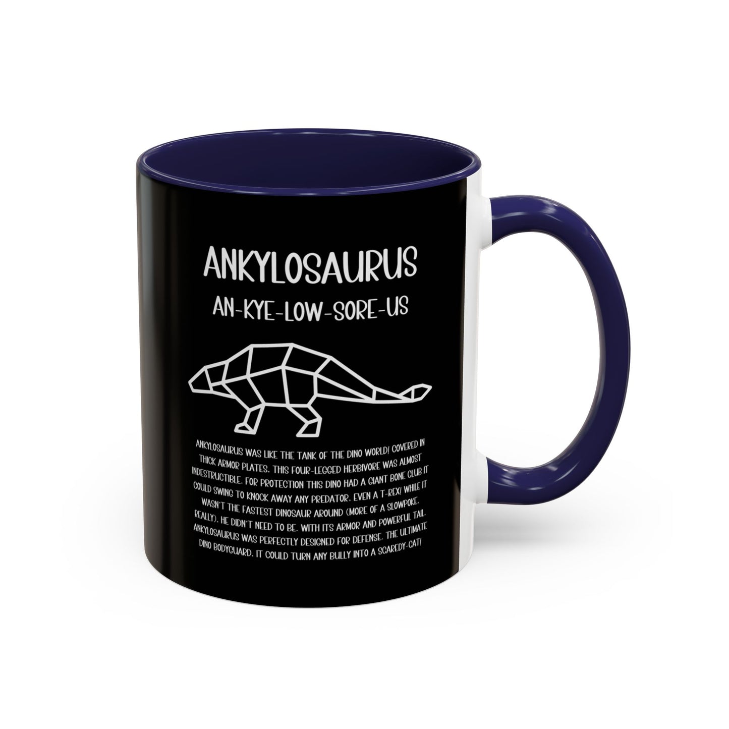 Polygon Ankylosaurus Mug with Detailed White Graphic Amazing Gift for the Dino Lovers in your life