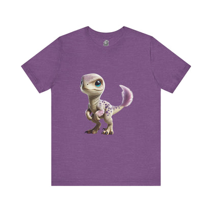 Lovable Baby Velociraptor Tee – Sweet Dino Style in Soft Pastels! 🦖💜✨ - Unisex Jersey Short Sleeve Tee Super Comfy Dino T-Shirt Gift