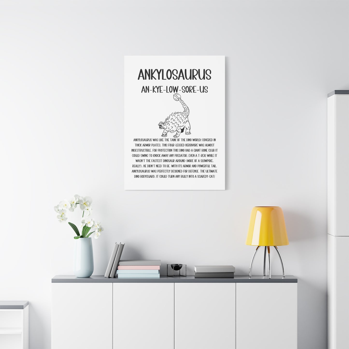 Defensive Ankylosaurus Vertical Matte Canvas White, Stretched, 1.25" Amazing Gift for the Dino Lover in your life