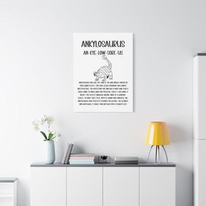 Defensive Ankylosaurus Vertical Matte Canvas White, Stretched, 1.25" Amazing Gift for the Dino Lover in your life