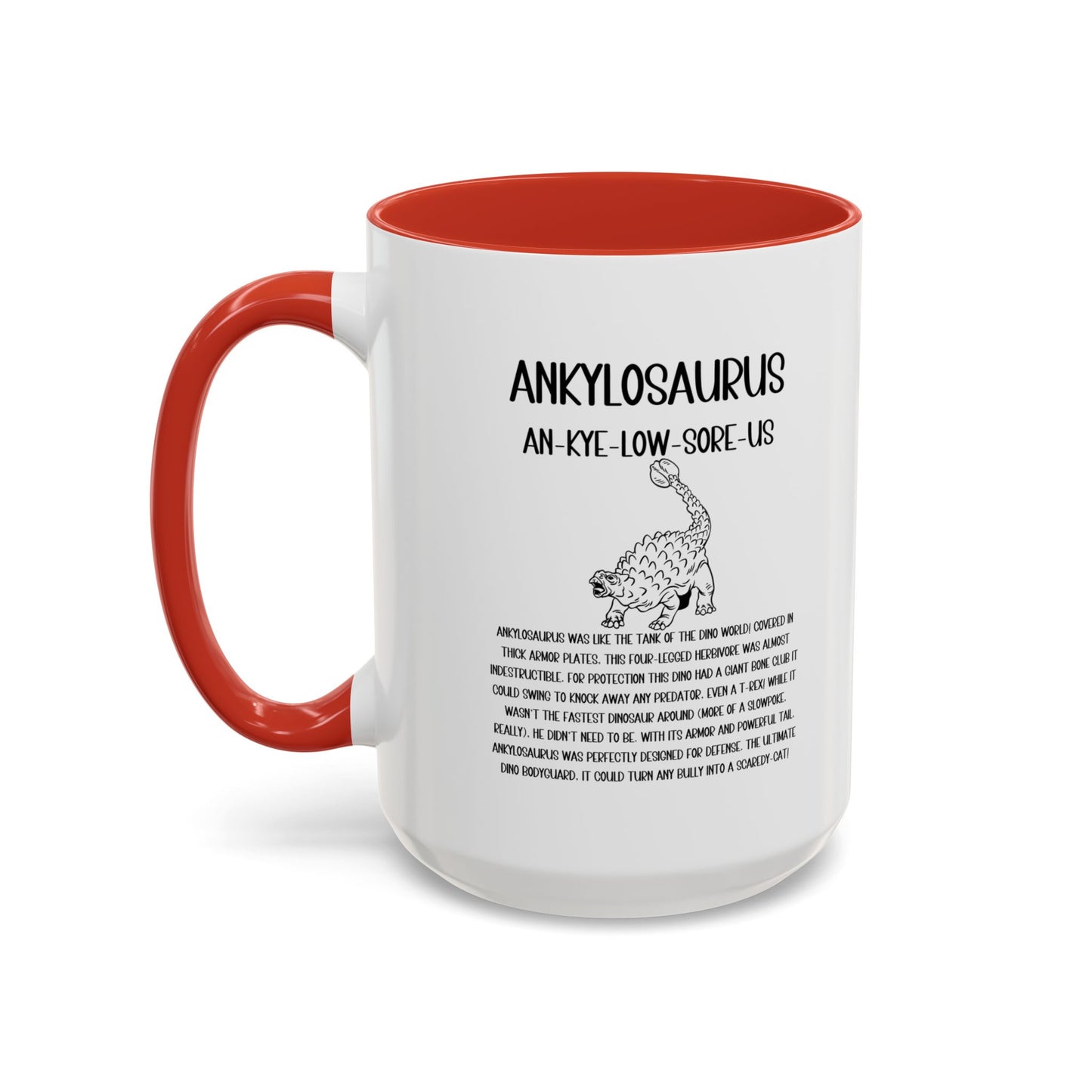 Defensive  Ankylosaurus Mug with Detailed Black Graphic Amazing Gift for the Dino Lovers in your life