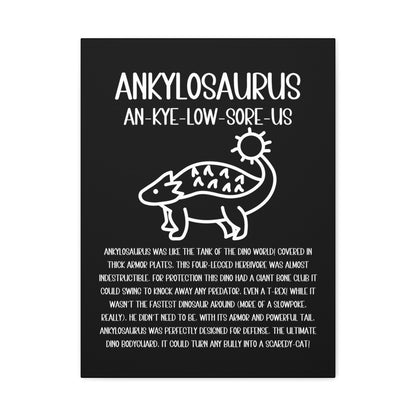 Cute Ankylosaurus Vertical Matte Canvas Black, Stretched, 1.25" Amazing Gift for the Dino Lover in your life